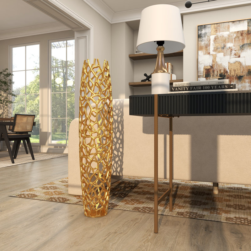 Vase Bodo, Or, H 40 po x l 10 po x P 10 po