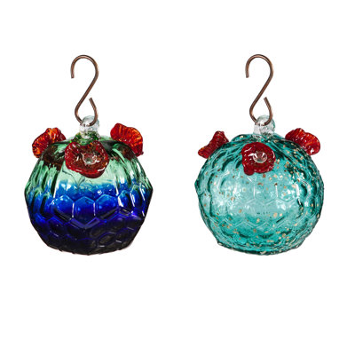 Glass Hanging Hummingbird Feeder