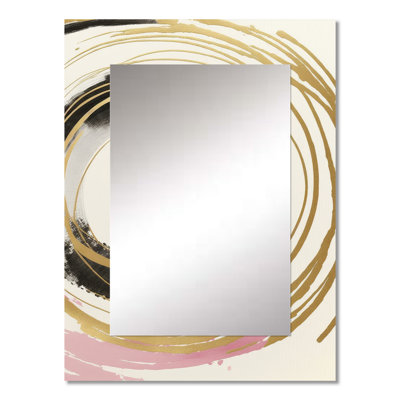 Pink And Gold Minimalist Art I - Minimalism Large Wall Mirror, Modern Unique Mirror, Printed Metal Art