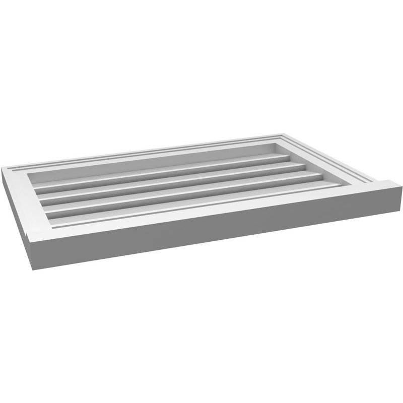 Évent à pignon fonctionnel en uréthane rectangulaire à fixation en surface, brun clair apprêté, H 18 po x l 28 po x P 2 po