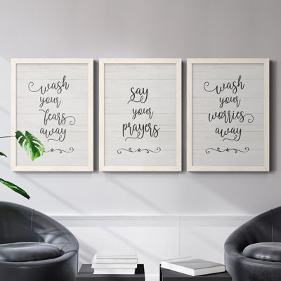 «Say Your Prayers», ensemble de 3 encadrements d'art textuel sur toile