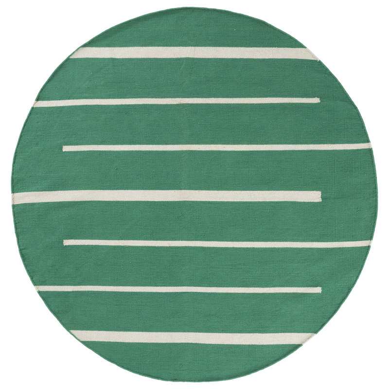 Estine Hand Woven Cotton Striped Rug, Round 6'