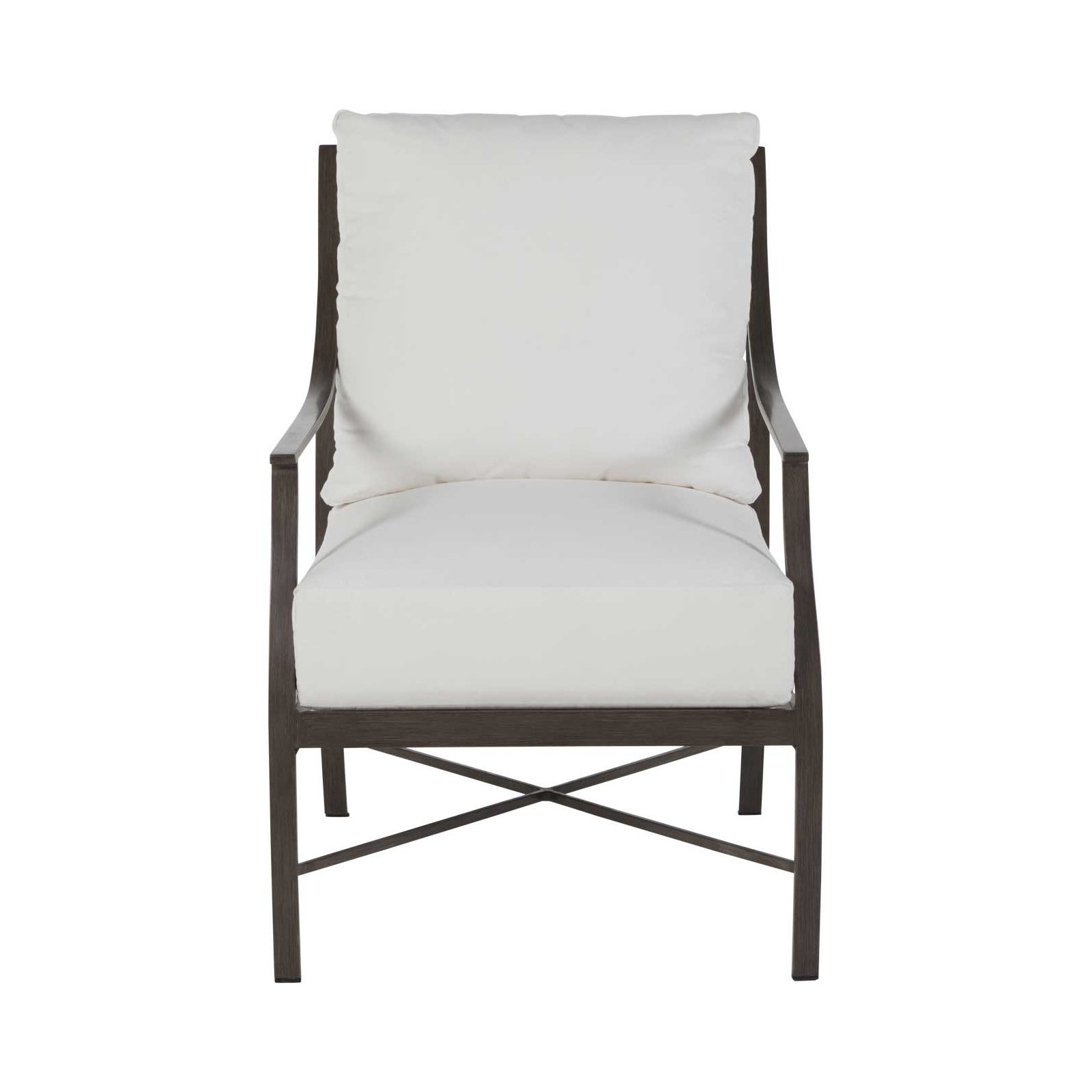 Monaco Wrought Aluminum Outdoor Lounge Chair, Rollo Lace InsideOut® Linen, Slate Gray, No Welt
