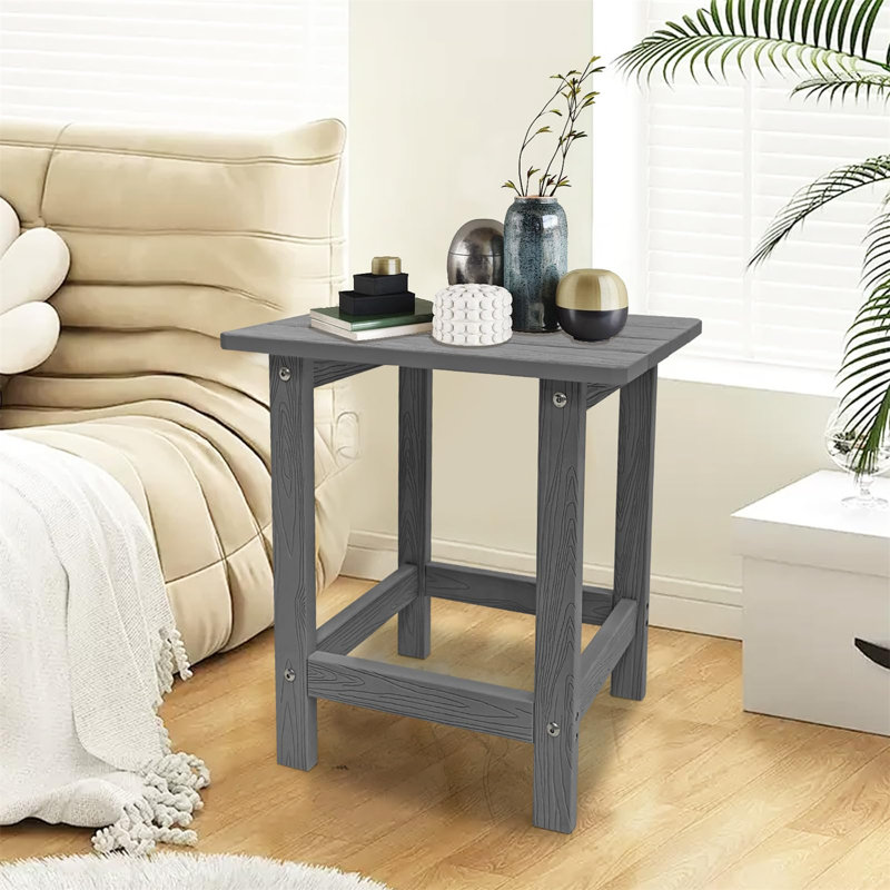 HDPS Adirondack End Table - Weatherproof Outdoor Side Table for Pool & Patio, Grey