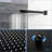 Wall Mounted Shower With Waterfall Tub Spout - 12" Square Rain Head, Handheld, Oil Rubber Bronze, , -Balanced Valve System 12 Inch Rainfall-127299665