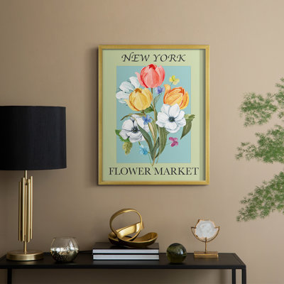 New York Flower Market, reproduction encadrée - bois massif