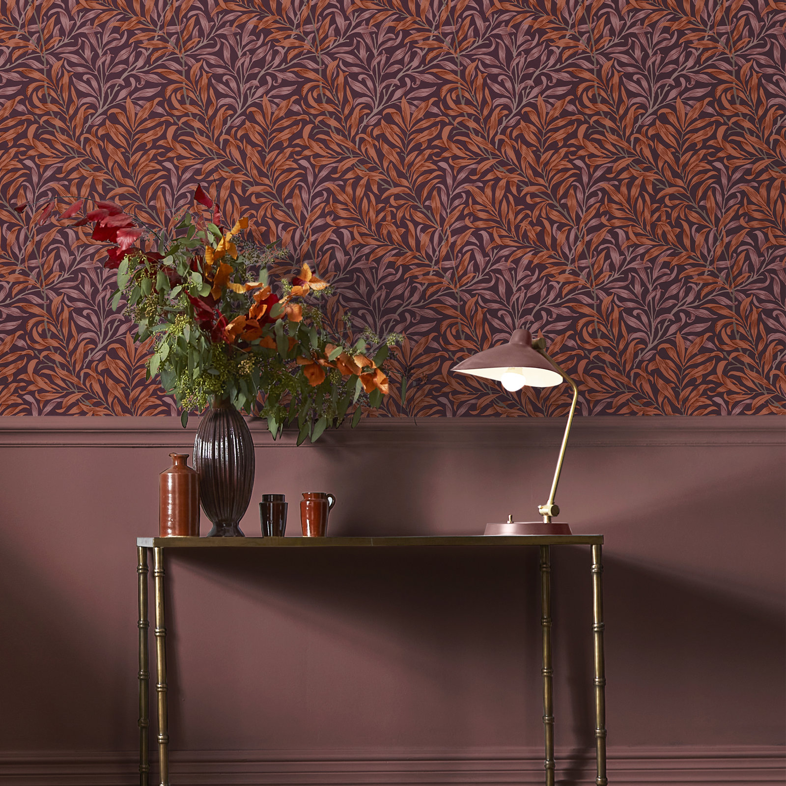 Floral Wallpaper, Plum