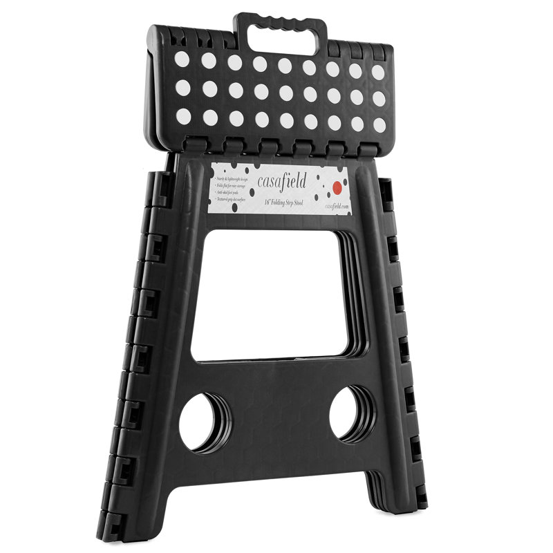 1 - Step Plastic Folding Step Stool, Black