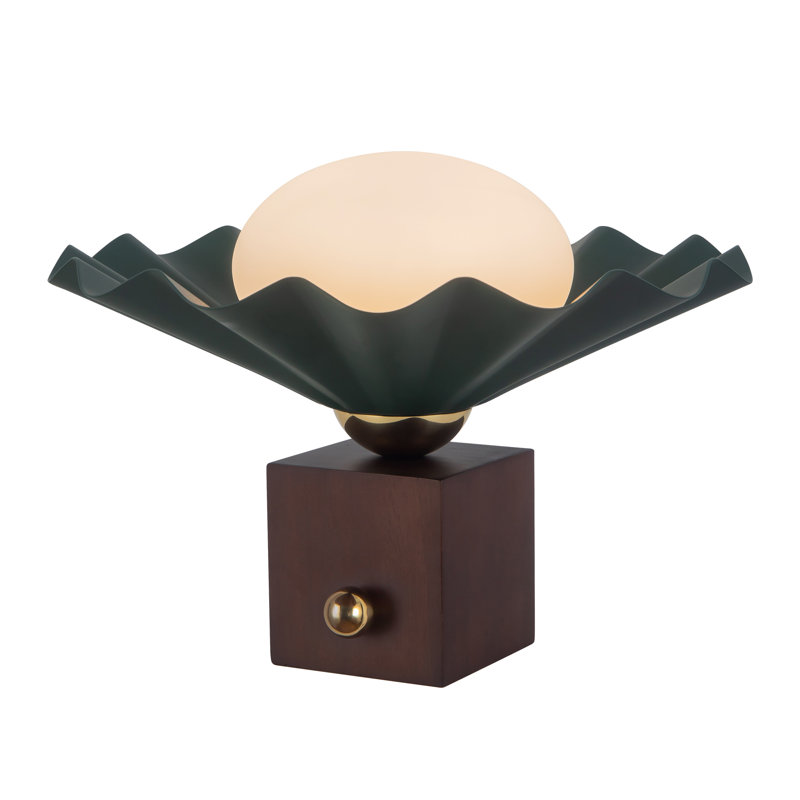 Furrow 9-in Red Table Lamp, Green