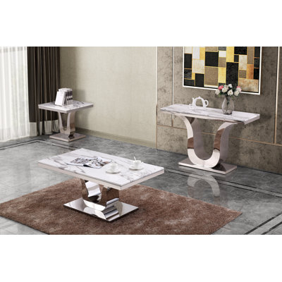 Ensemble de tables basses 3 pièces marble Mald