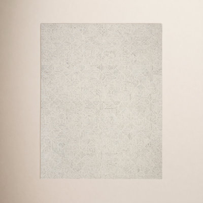Linsly Ivory Light Blue Hand-Tufted Wool Rug