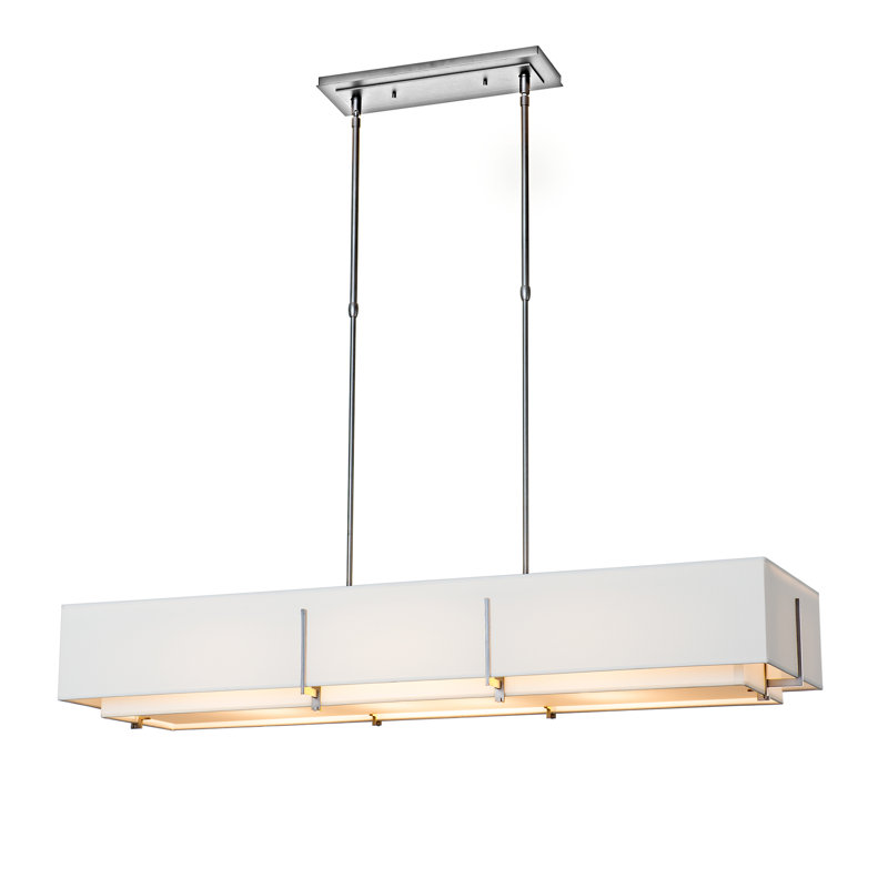 Exos 4 - Light Unique/Statement Linear Pendant, Natural Anna Shade, Sterling