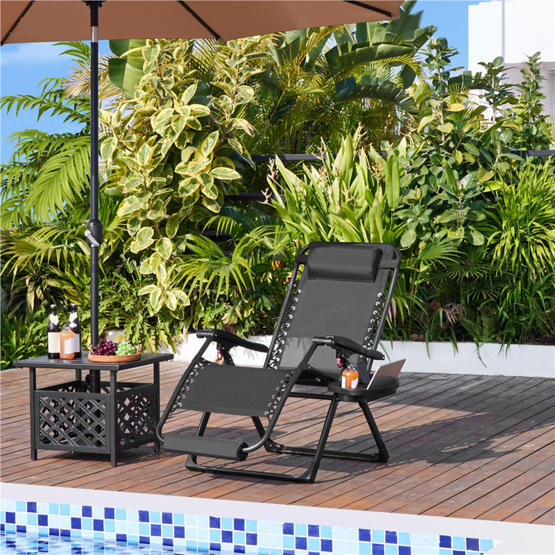 Folding Recliner Chair, Dark Grey