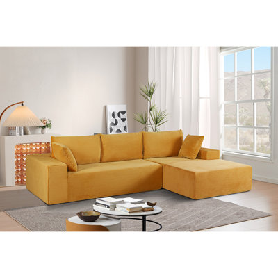 CozyForm Convertible Sectional Sofa in Soft Corduroy, Modern Comfy Couch with Full Foam Cushioning, Cozy Sleeper Sectional for Living Room, Bedroom, No Assembly Required,Right Facing
