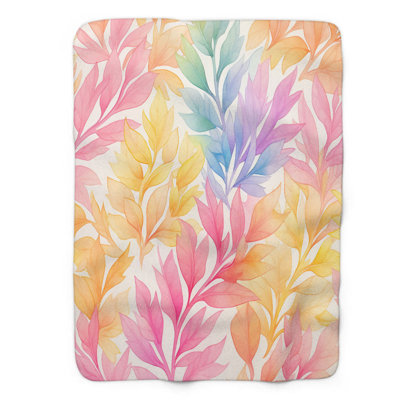 Artistic Leaves - Couverture sherpa de qualité supérieure 1 pièce