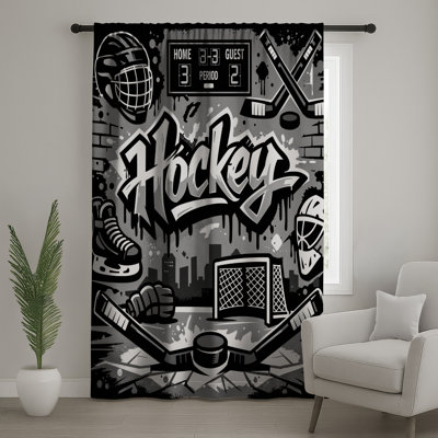 Équipement de hockey Rideaux de fenêtre, voilages et voilages occultants Graffiti - 1 panneau