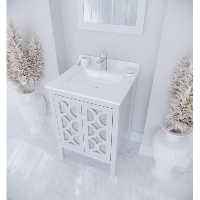 Mediterraneo 24" White Bathroom Vanity with Quartz Countertop