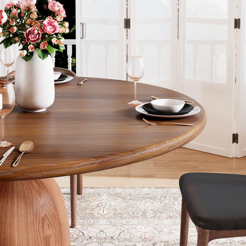 Table de salle à manger ronde en bois massif pour salle à manger de style campagnard 4/6/8, H 29,5 po x l 47,2 po x L 47,2 po