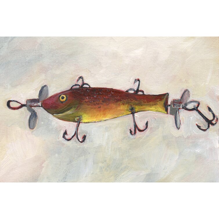 Rosecliff Heights Retro Fishing Lure V On Canvas by Regina Moore