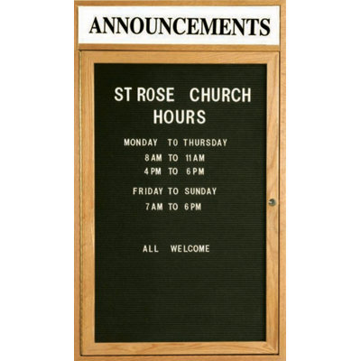 Changeable Enclosed Wall Mounted Letter Board with Header