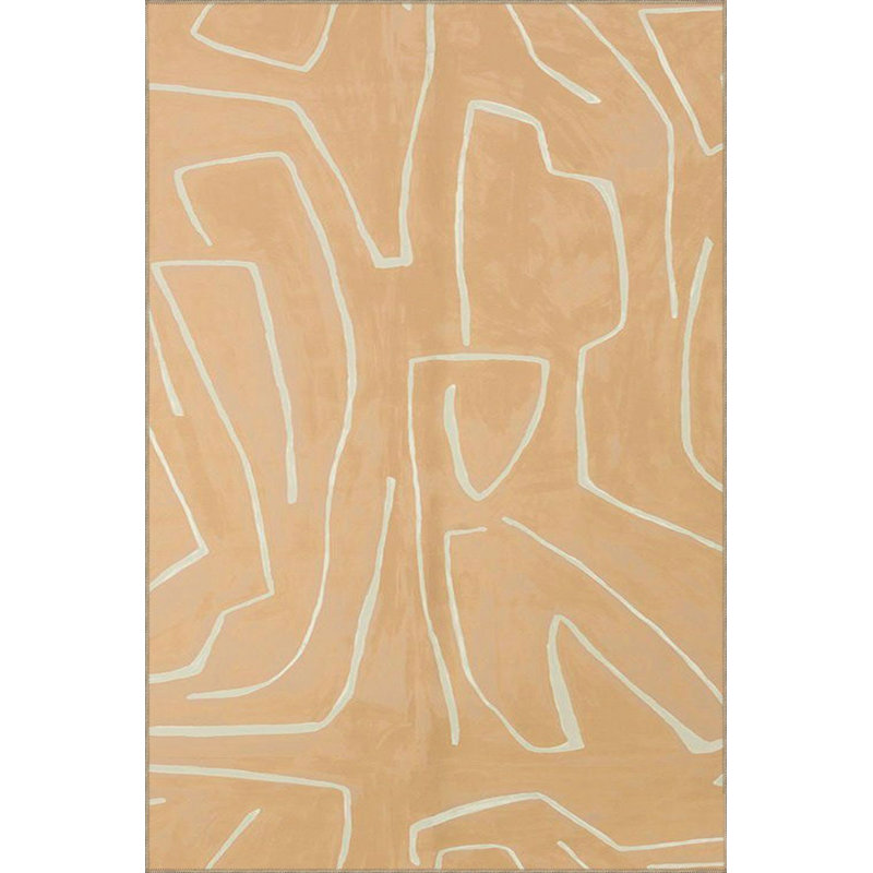 Machine Washable Light Orange Rectangular Patterned Woven Base Rug, Runner 2'6" x 6'7"