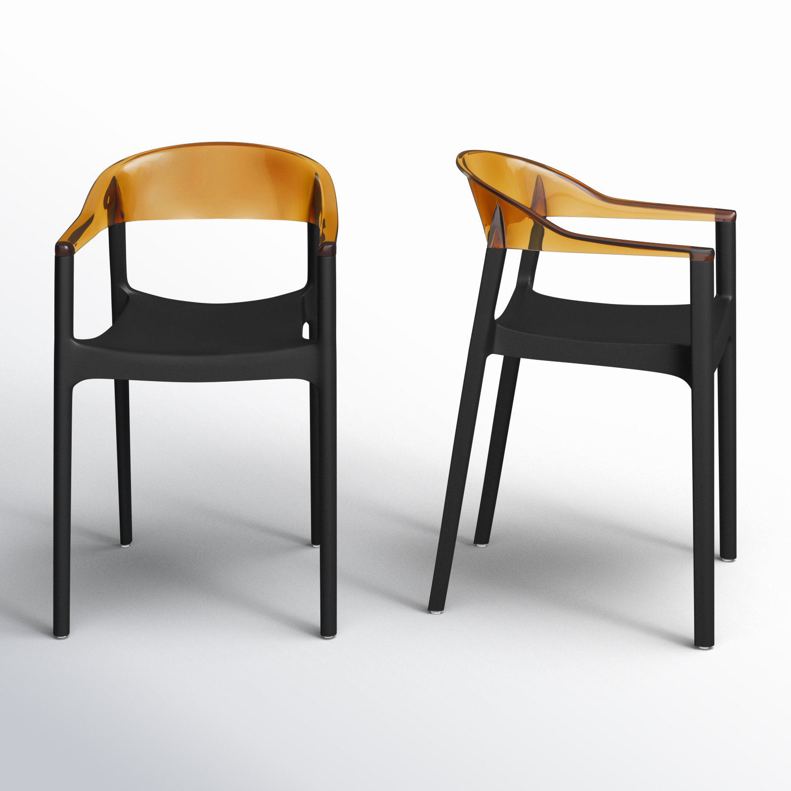 Stackable Patio Armchair, Black/Transparent Amber