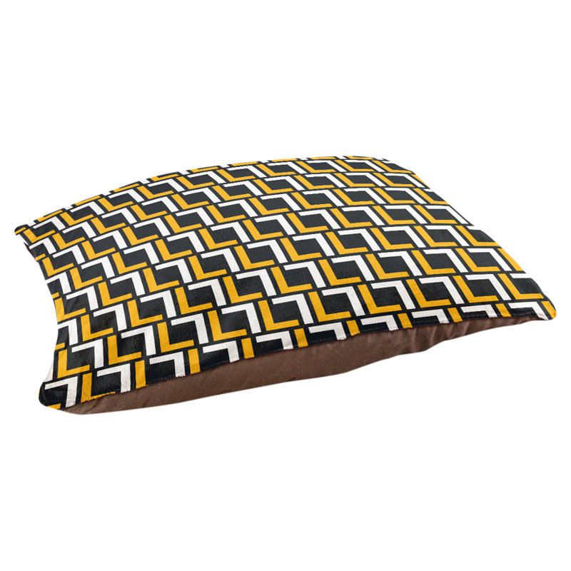 Coussin Foucault, Petit (l 28 po x P 18 po x H 4 po), Noir / doré / blanc