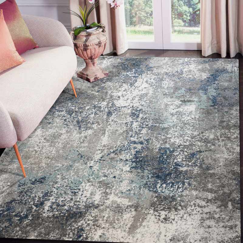 Tapis bleu / gris Metis, Rectangle 9 pi x 13 pi