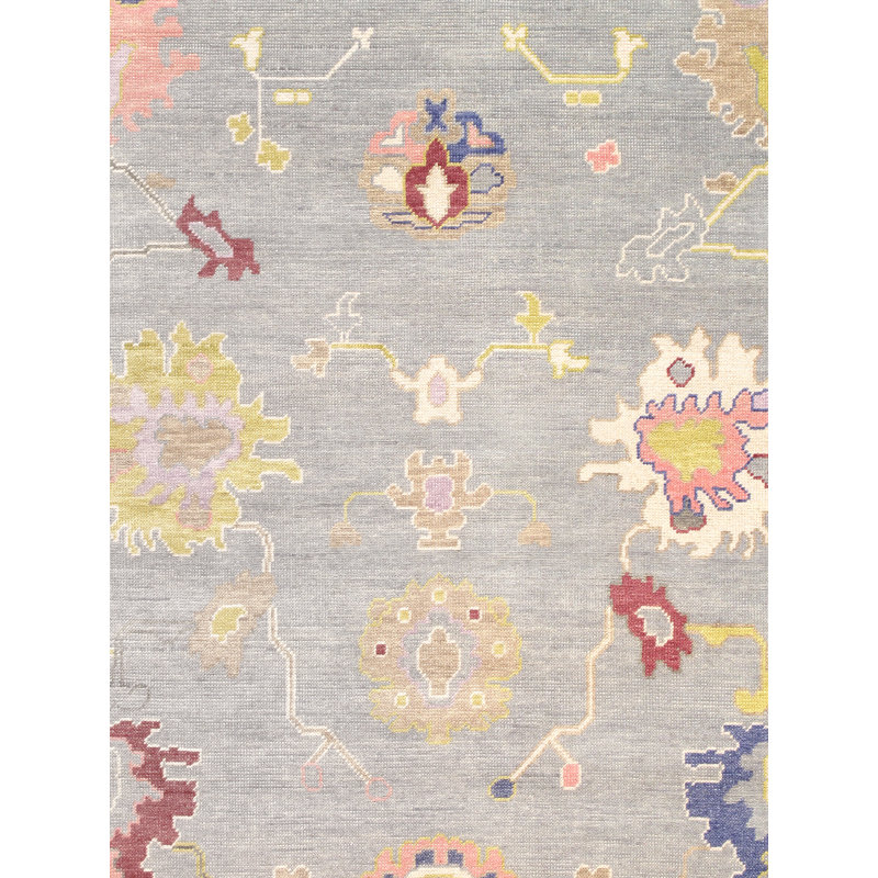 Oushak Handmade Wool Floral Area Rug, Runner  2'8" X 10'0"