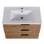 Meuble-lavabo mural 30 po, charisme imitation chêne, 3 tiroirs, lavabo en résine, poignée, fermeture en douceur, tablette latérale ajustable