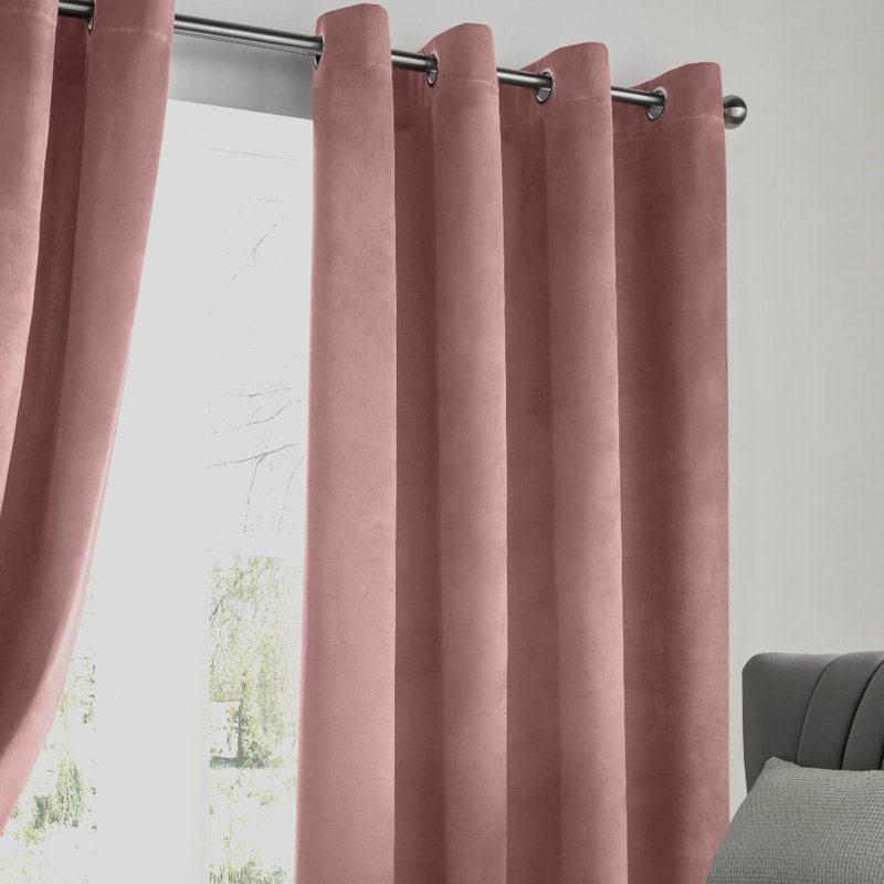 Liev Polyester Eyelet Room Darkening Thermal Curtains, Silver, 116cm Width x 137cm Drop