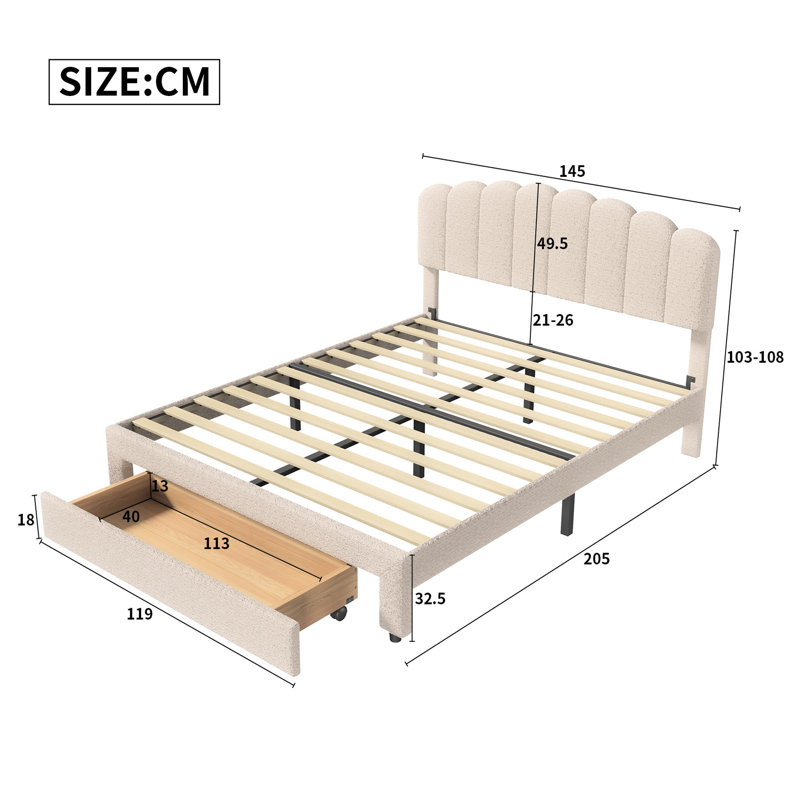 Bed, European Double (140 x 200 cm)