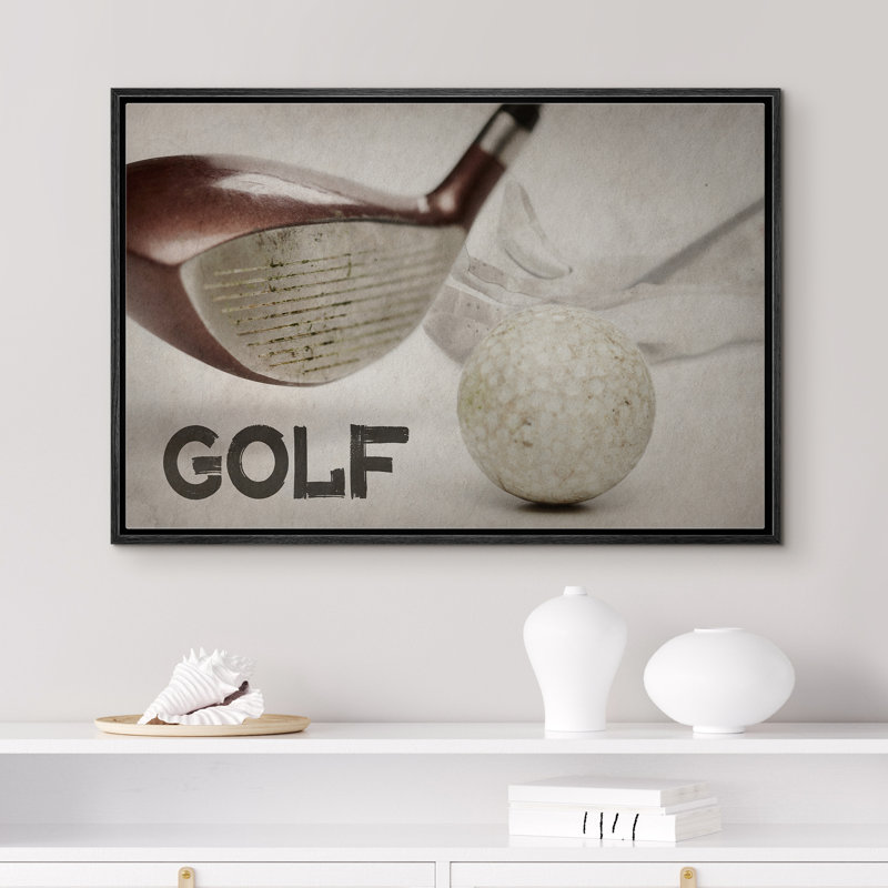 Impression sur toile encadrée de décorations de chambre à coucher de golf moderne et rustique, Noir, noir, noir, noir