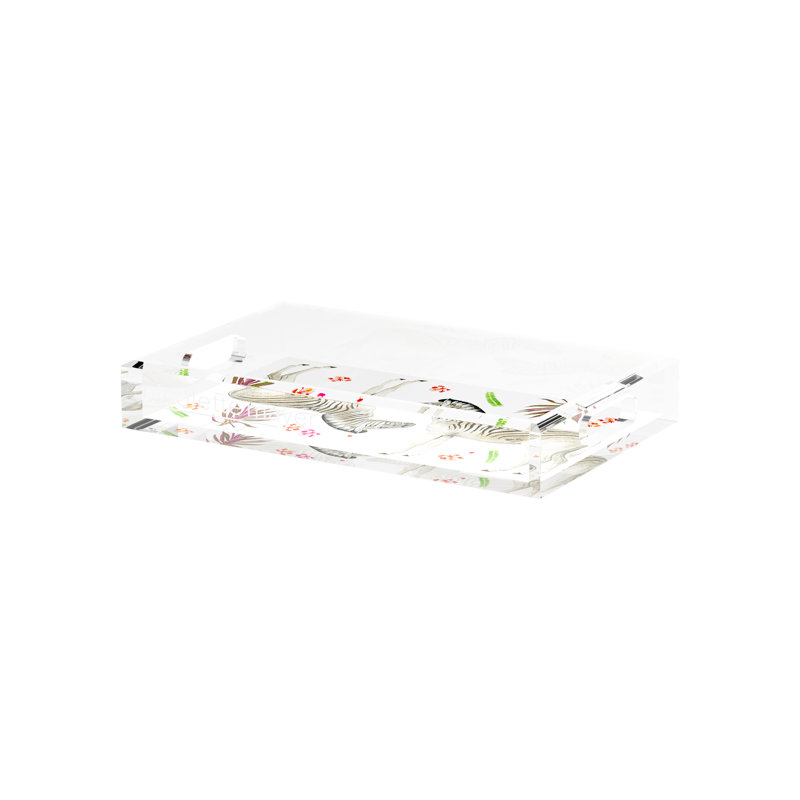 Plateau décoratif rectangulaire double zébré, L 12,5 po x P 7,75 po x H 2 po