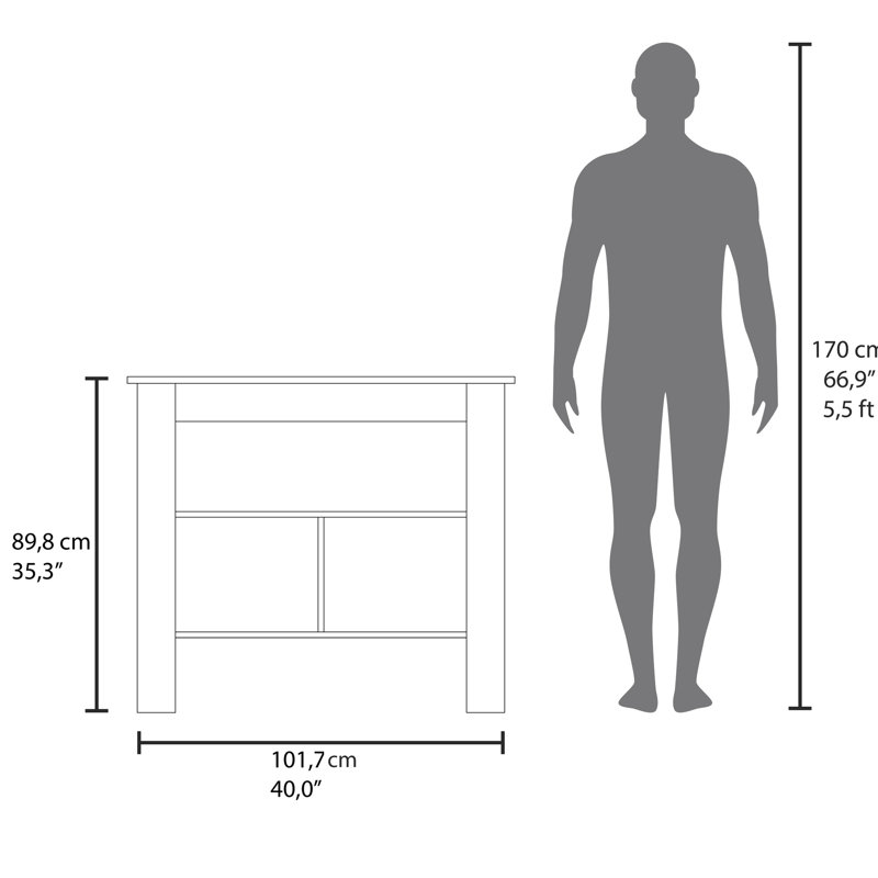 Îlot de cuisine bleu marine pour la salle à manger, trois espaces de rangement essentiels, préparation de repas à surface large, s'adapte à la plupart des zones, structure de panneau de particules, casseroles, casseroles et ustensiles de 34,91 po de hauteur