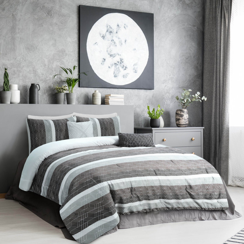 Ensemble d'édredon réversible en microfibre 5 pièces , Édredon très grand + 2 taies décoratives très