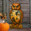 Halloween Owl Door Hanger – Handcrafted Wooden Door Décor By G. Debrekht