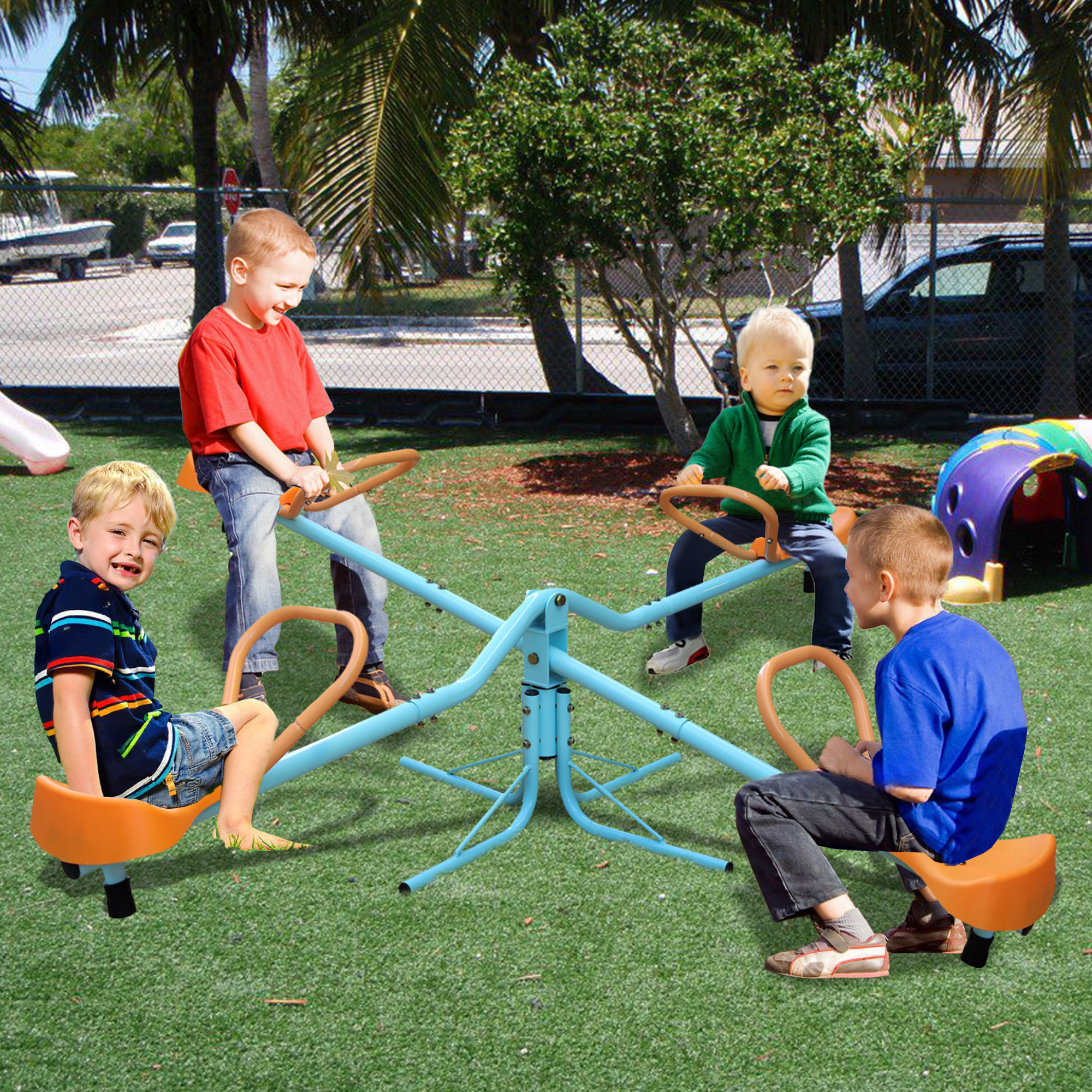 Kids Seesaw Swivel Teeter Totter Playground Equipment 72