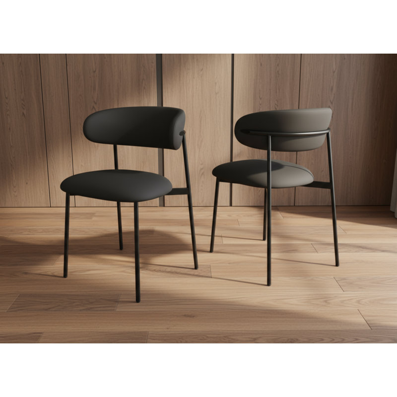 Luna Leather Dining Chair, Dark Grey