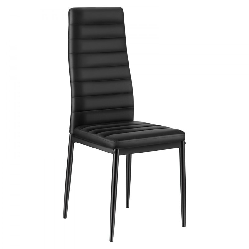 Dining Chairs Modern Leather Kitchen Side Chair Back Metal Legs , Noir, Noir