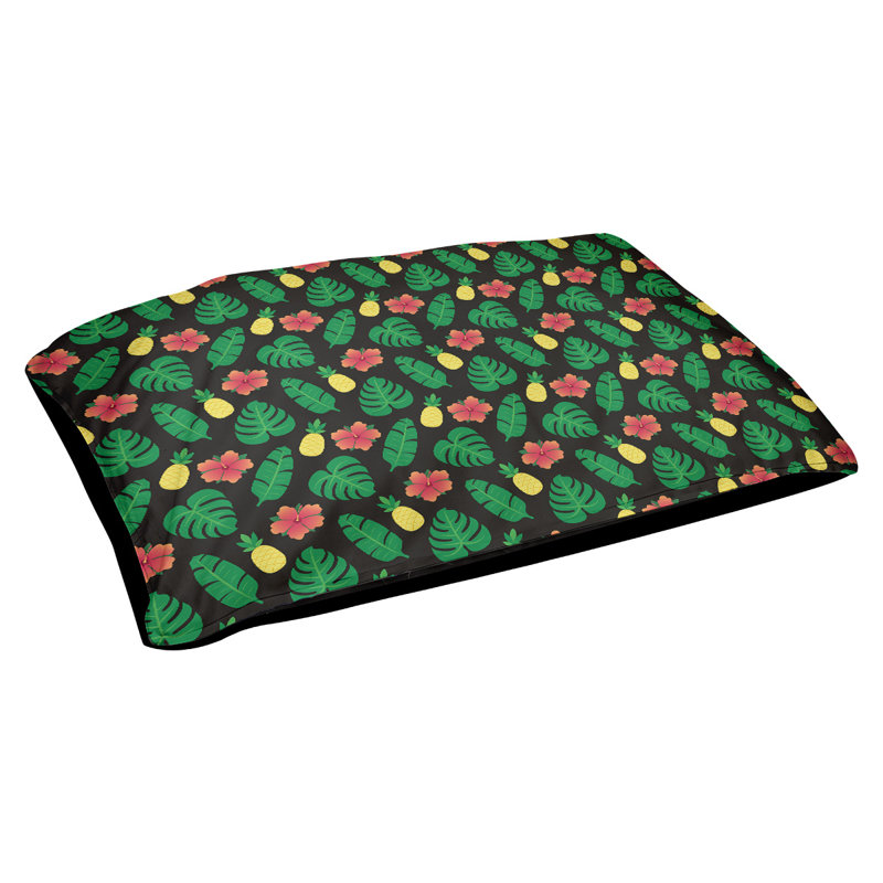 Coussin d'extérieur pour chien Campion, Moyen (L 29,5 po x P19,5 po x H 9,5 po), Noir, vert et jaune