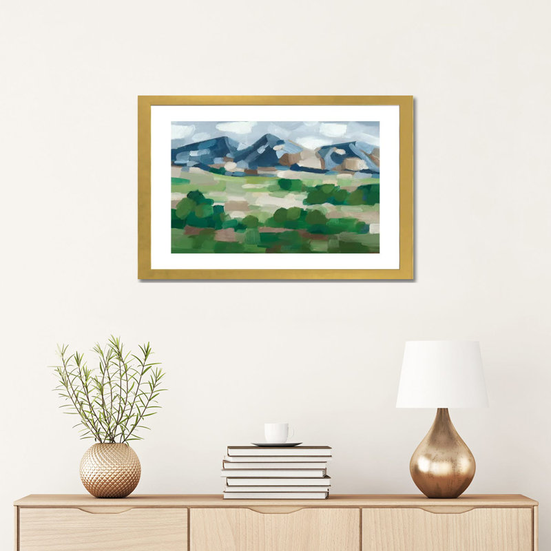 «Blue Ridge Valley I» par Ethan Harper - reproduction d'art, H 16 po x l 24 po x P 1 po, Papier encadré doré, Blanc