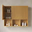 Armoire de salle de bain de 41 po - 3 armoires avec portes en contreplaqué à texture de bois de chêne et sections ouvertes semi-françaises à rainure 3D