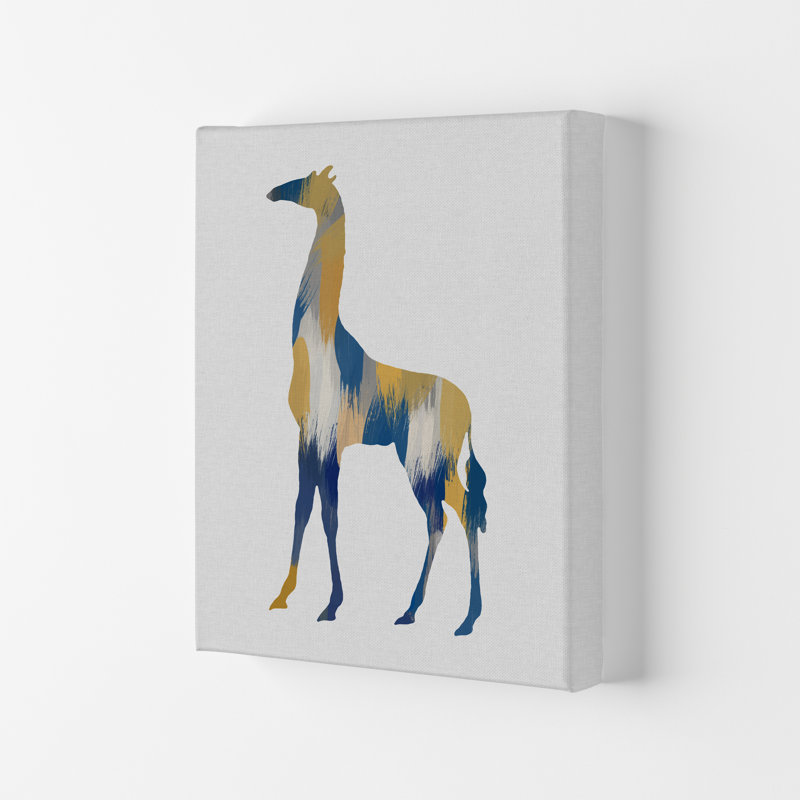 Giraffe Blue & Yellow - Print, 42cm H x 29.7cm W x 4cm D, Wrapped Canvas