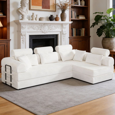 Canapé modulaire en L 4 pouces en velours côtelé compressé beige