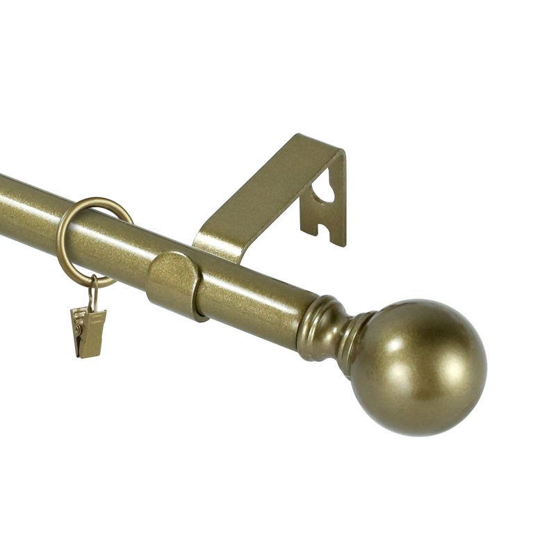 Tringle à rideaux simple ajustable Plante Ball, H 0,625 po x l 120 po x P 0,625 po, Or antique