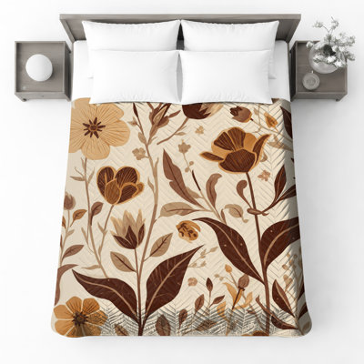 Couvre-lit matelassé Botanical Floral Illustration