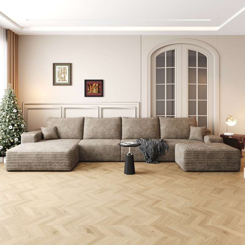Canapé modulaire 135 po avec 1 repose-pieds Cloud, H 37,8 po x l 135 po x P 69,7 po, 6, Chameau