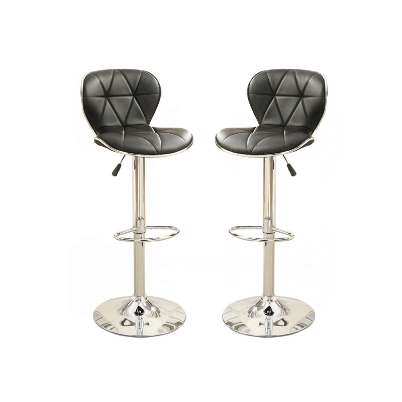 Ensemble de 2 tabourets de bar réglables en polyuréthane noir, chrome