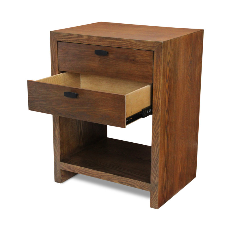 Vivara 2 Drawer Wooden Night Stand, Brown